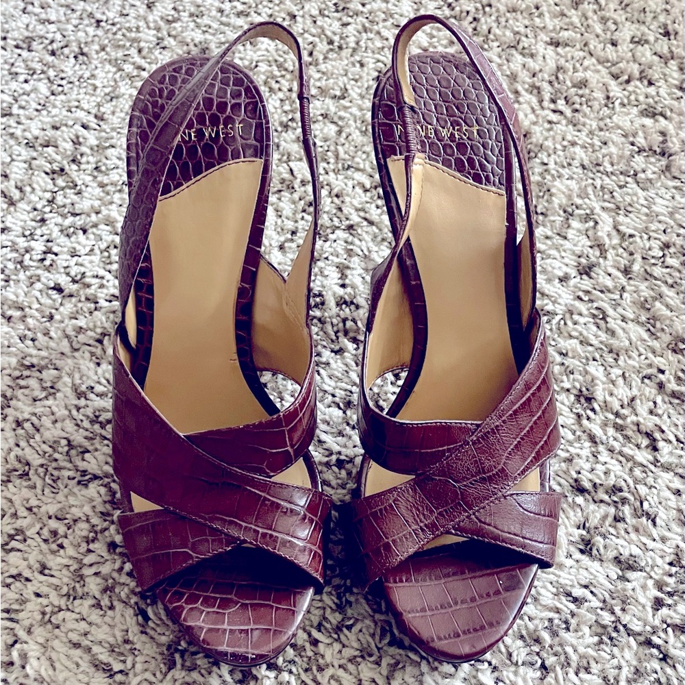 Nine West Brown Open Toe Heels